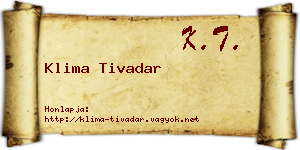 Klima Tivadar névjegykártya